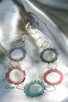 Necklaces - Golden Colorful Beaded Rings - Waving Beads